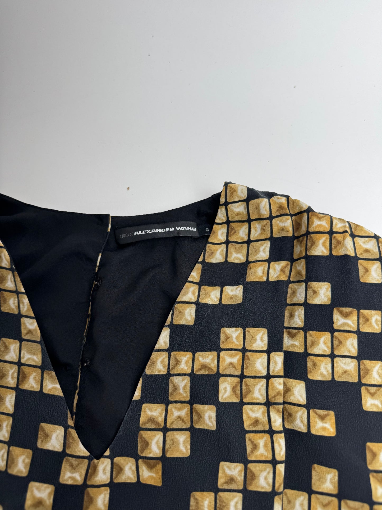 Vintage Alexander Wang Silk Midi Dress Black Gold L