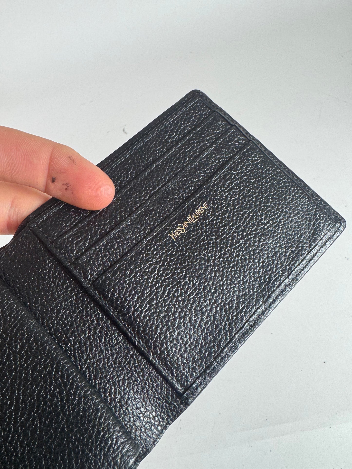 Vintage Yves Saint Laurent Leather Wallet Black Foldable