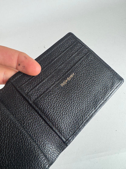 Vintage Yves Saint Laurent Leather Wallet Black Foldable