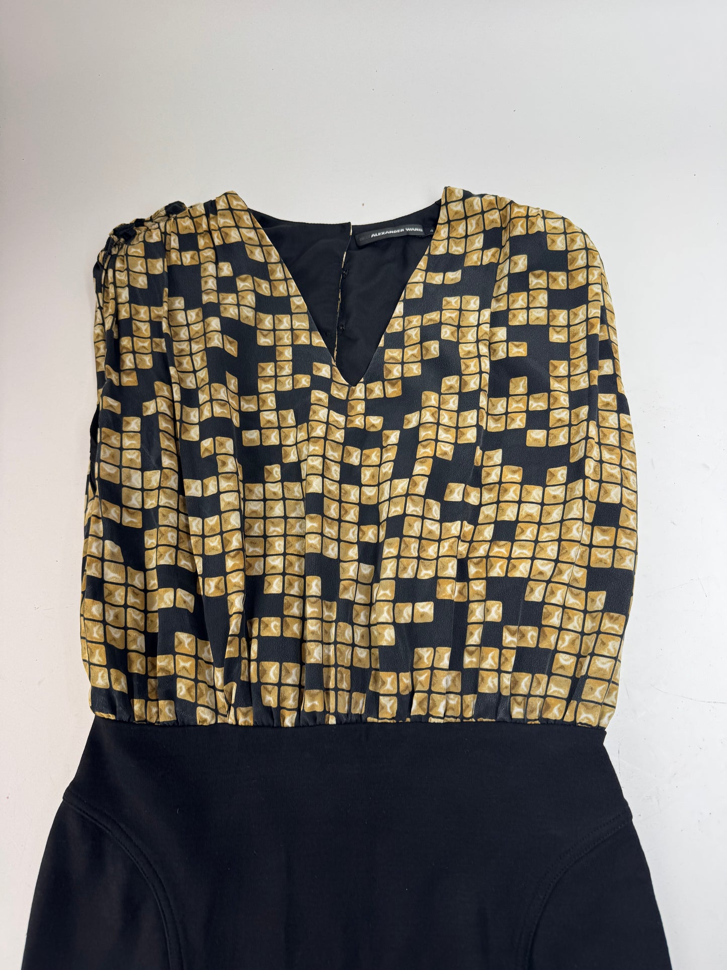 Vintage Alexander Wang Silk Midi Dress Black Gold L