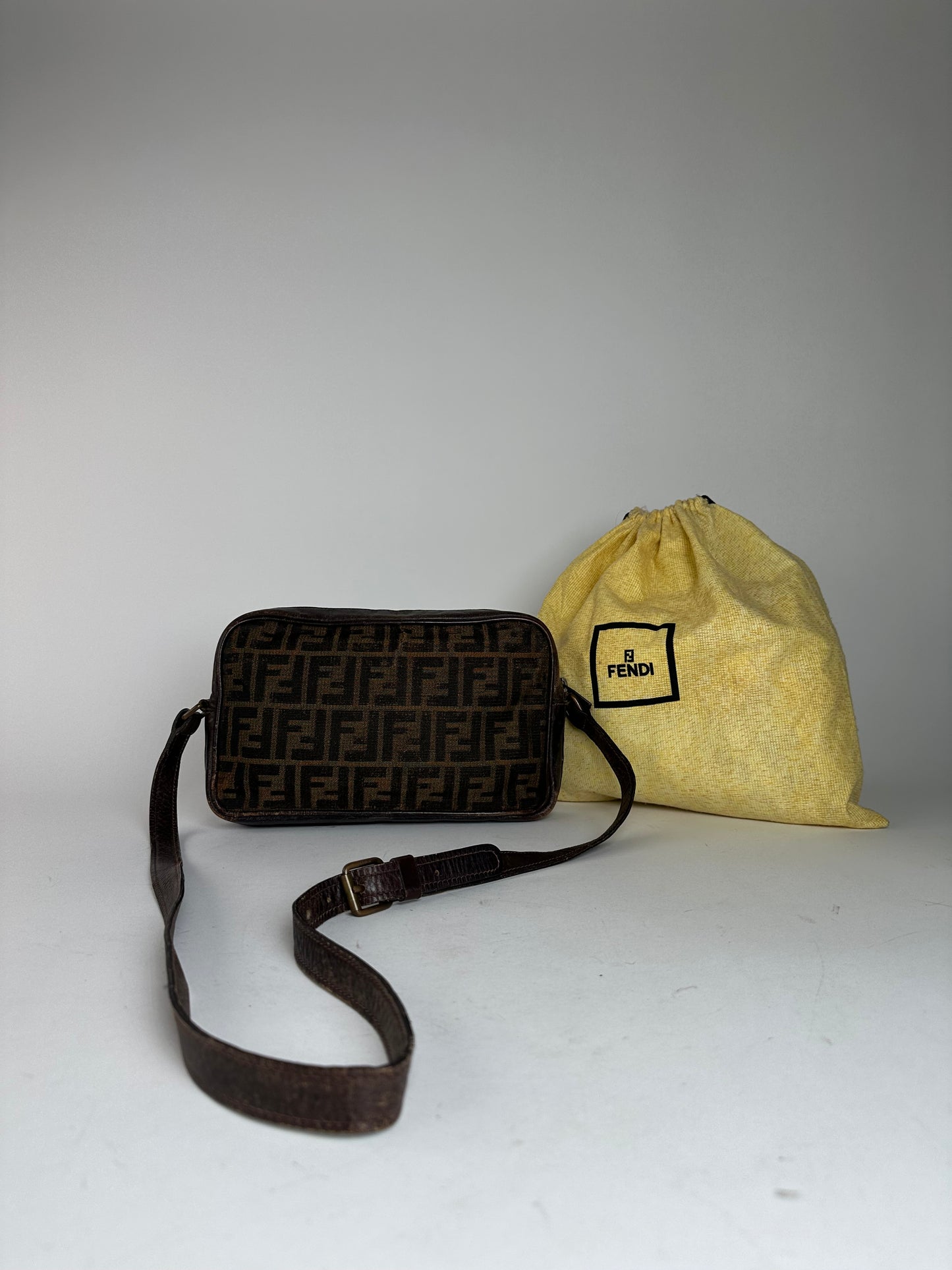 Vintage Fendi Monogram Shoulder Bag Brown