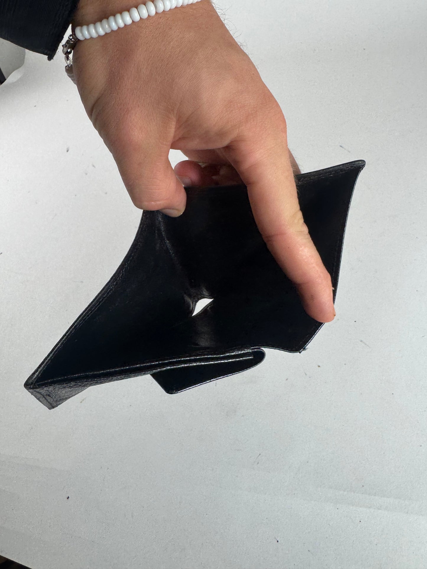 Vintage Yves Saint Laurent Leather Wallet Black Foldable