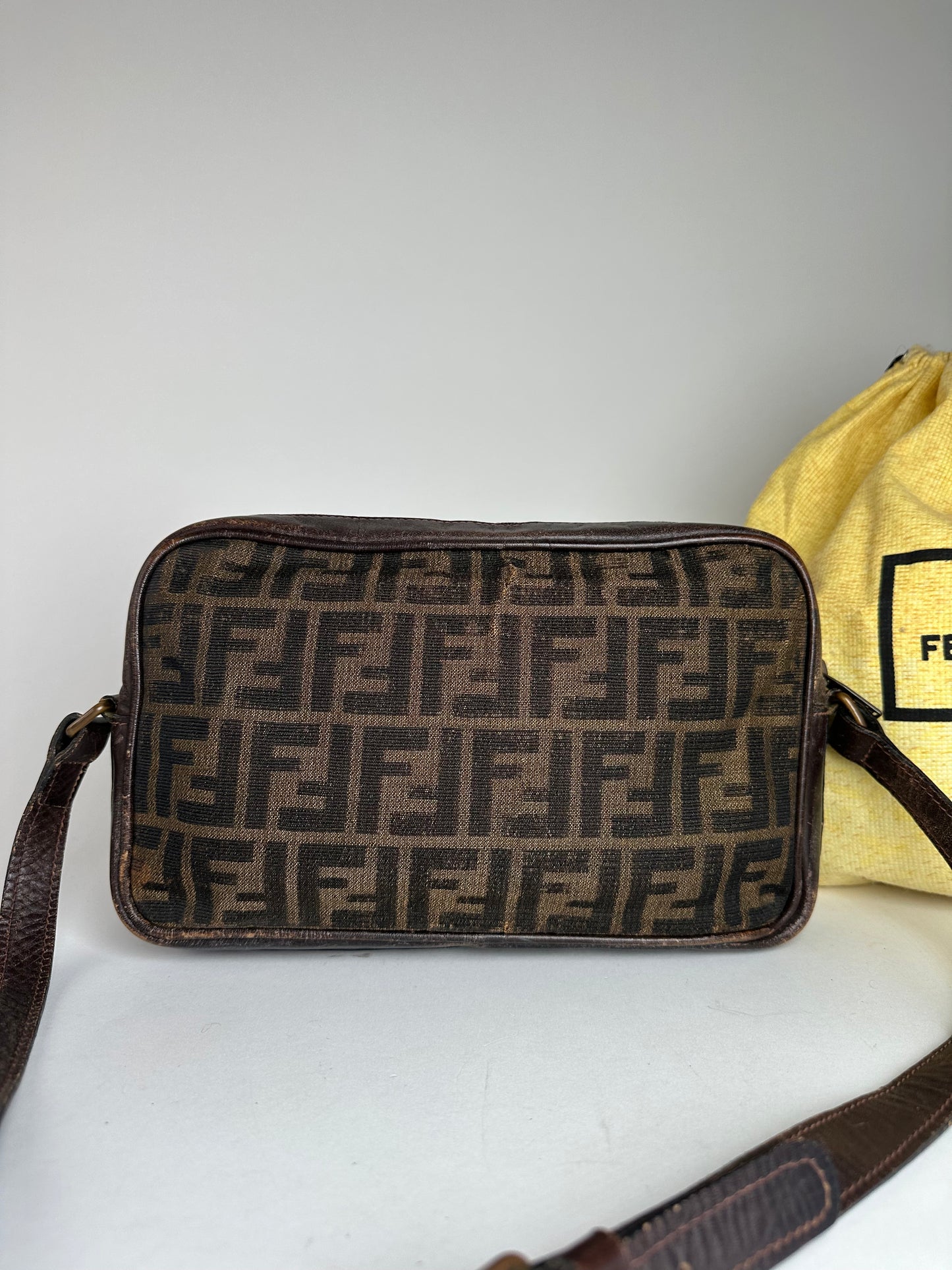 Vintage Fendi Monogram Shoulder Bag Brown