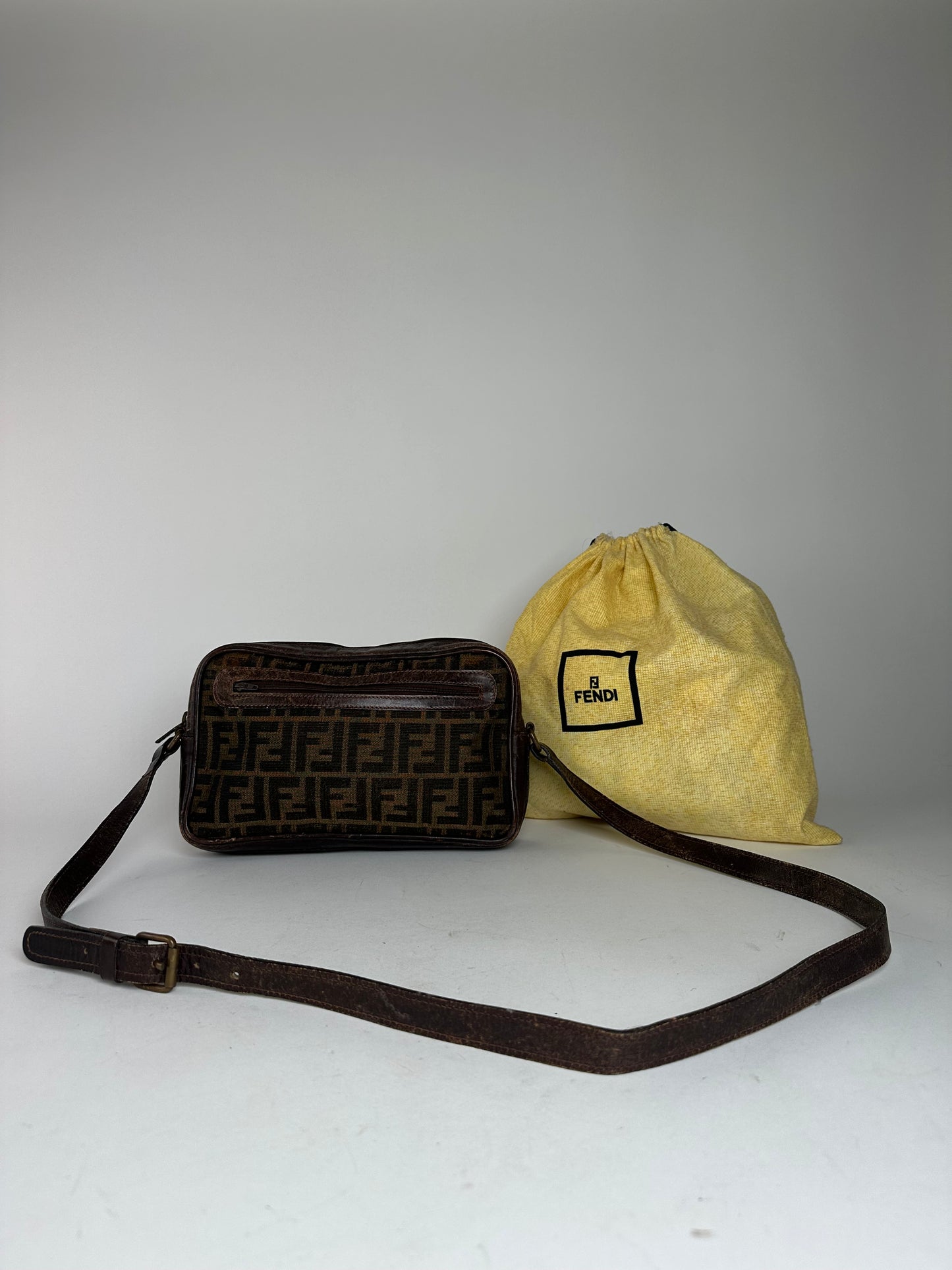 Vintage Fendi Monogram Shoulder Bag Brown