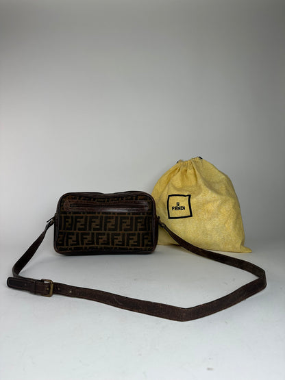 Vintage Fendi Monogram Shoulder Bag Brown
