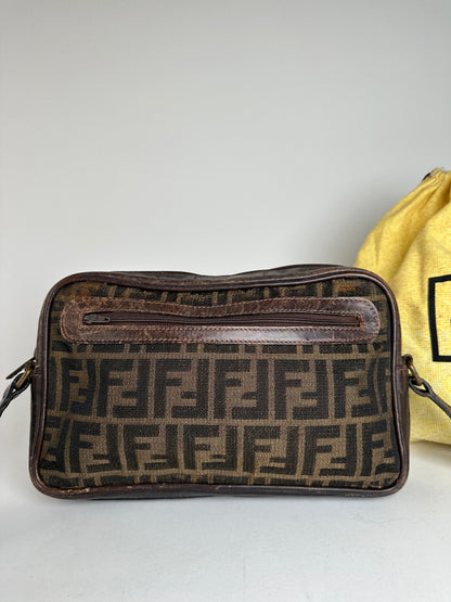 Vintage Fendi Monogram Shoulder Bag Brown