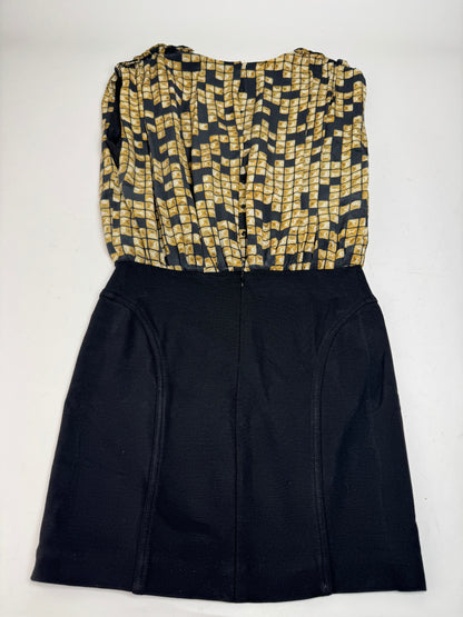 Vintage Alexander Wang Silk Midi Dress Black Gold L