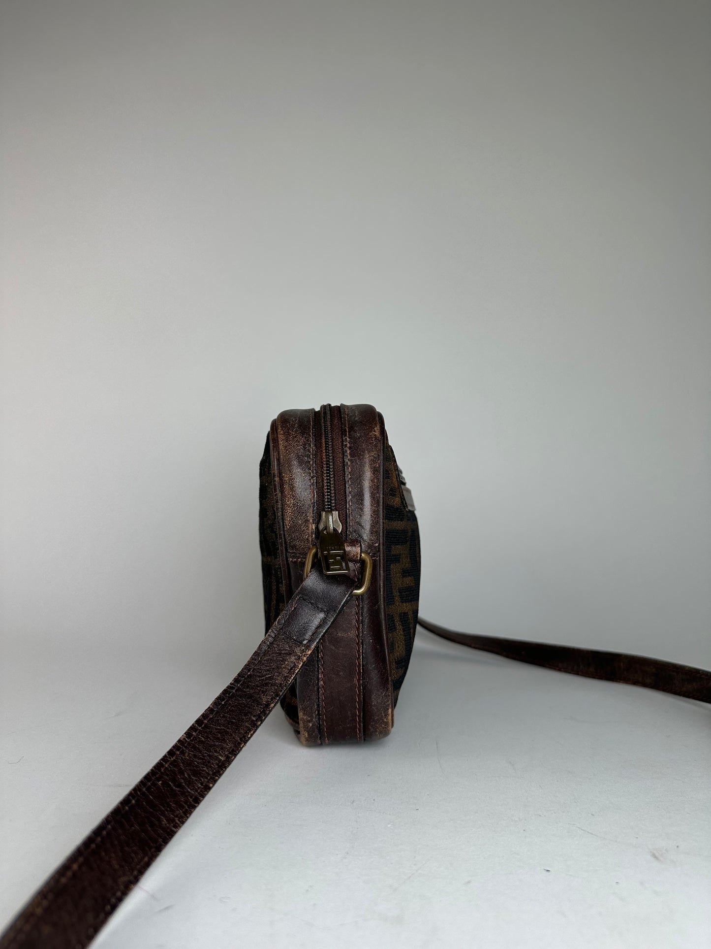 Vintage Fendi Monogram Shoulder Bag Brown