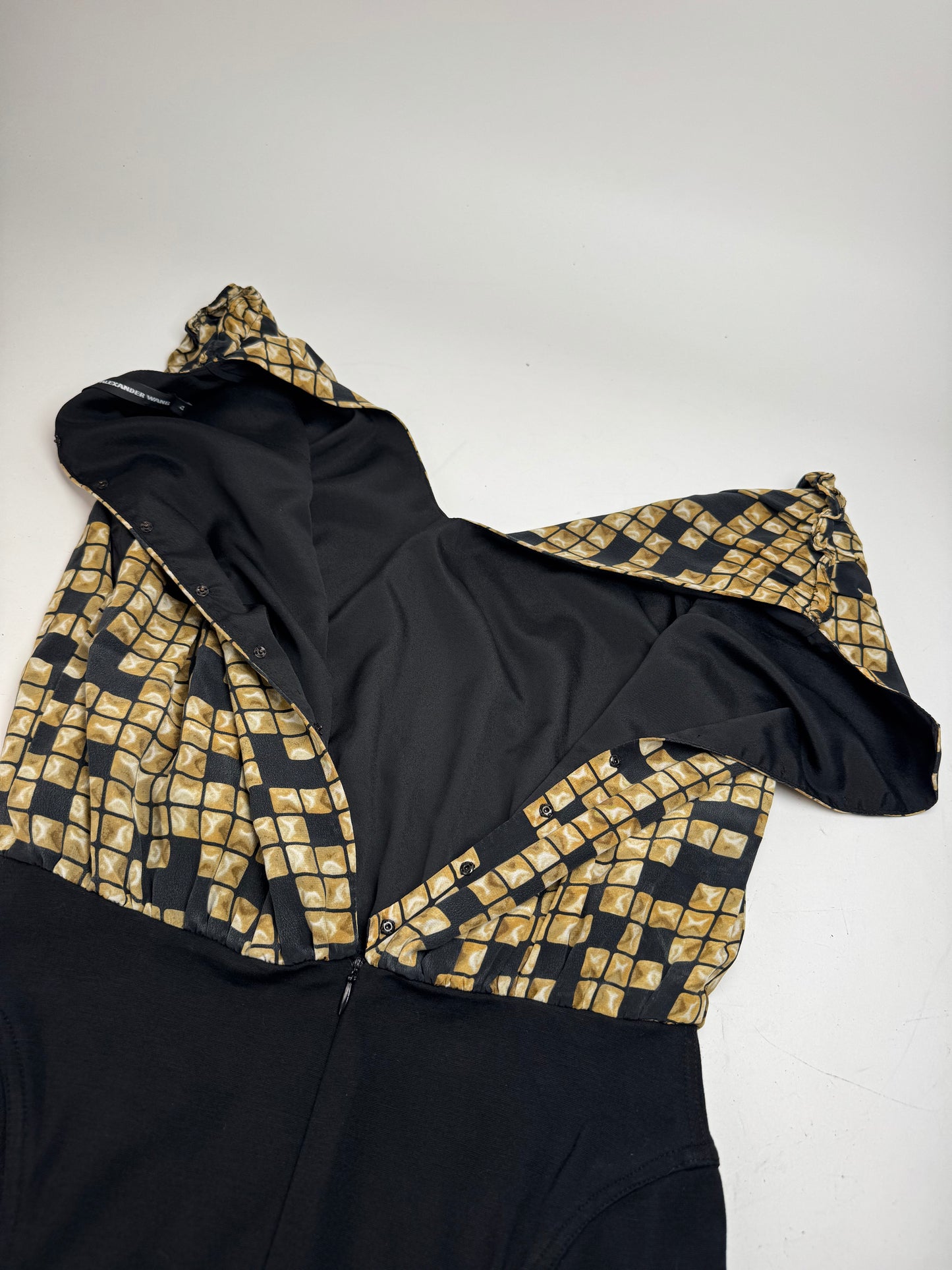 Vintage Alexander Wang Silk Midi Dress Black Gold L