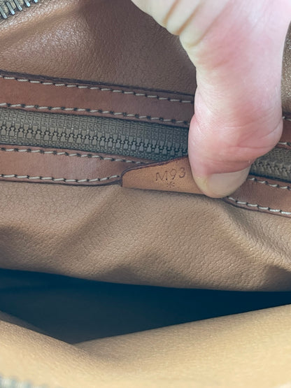 Vintage Celine Paris Triomphe Monogram Leather Shoulder Bag brown