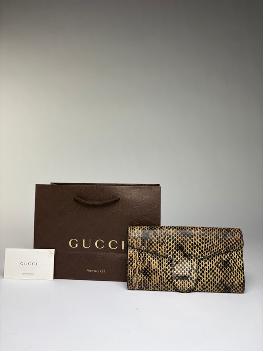 Vintage Gucci Python-Effect Bifold Wallet c. 2000s Tan Black