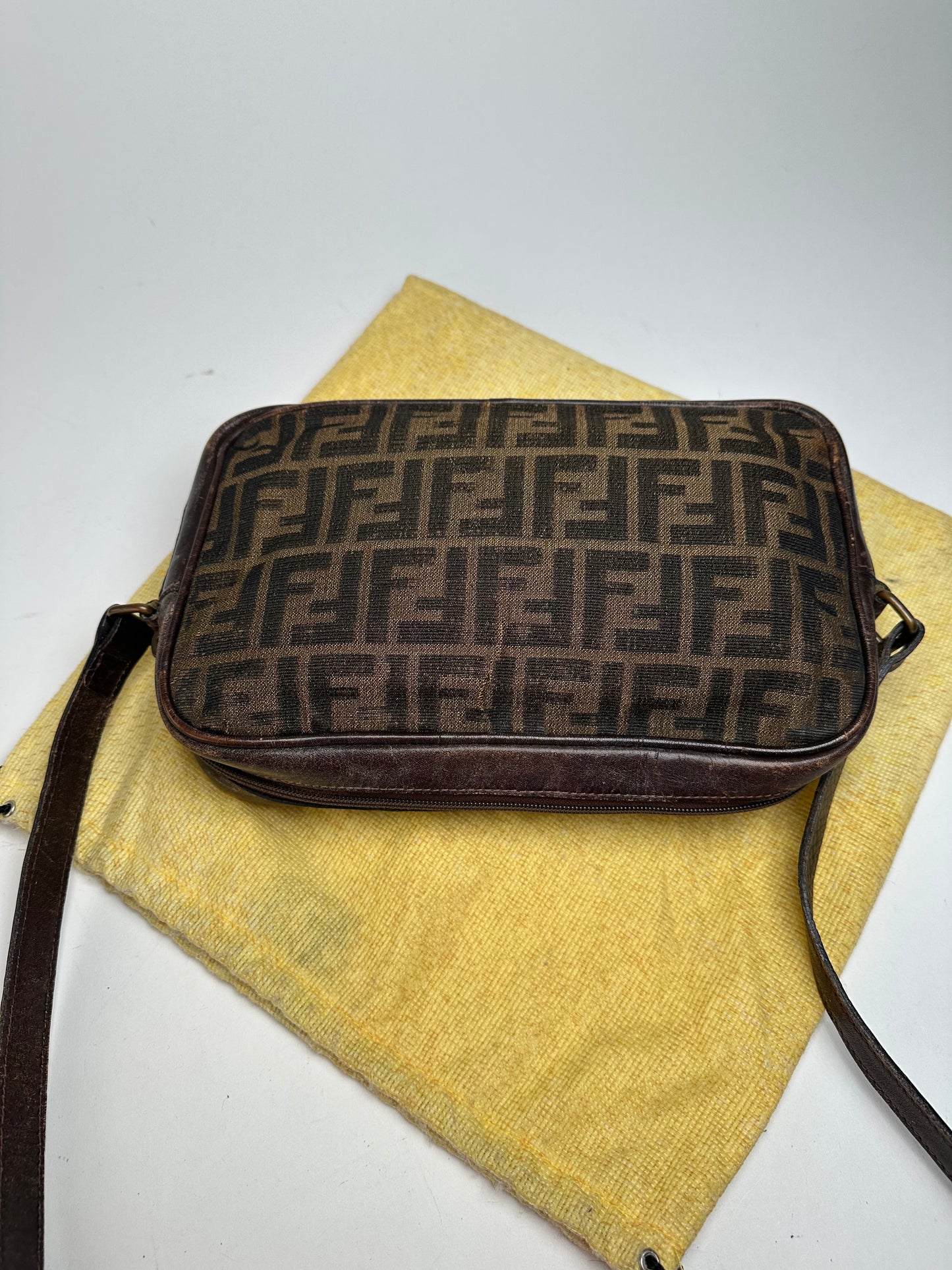 Vintage Fendi Monogram Shoulder Bag Brown