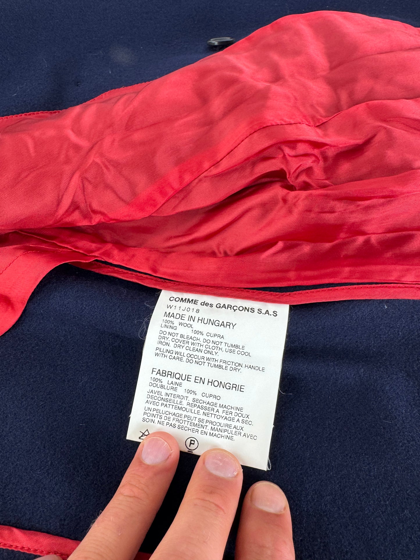 Vintage Comme Des Garçons Wool Trenchcoat M Navy