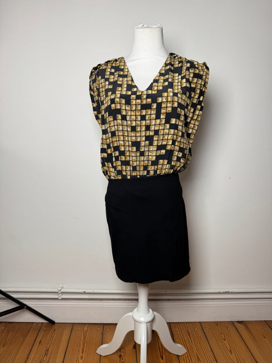 Vintage Alexander Wang Silk Midi Dress Black Gold L