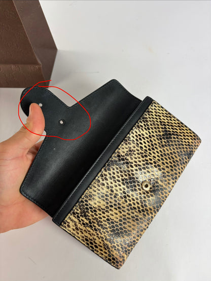 Vintage Gucci Python-Effect Bifold Wallet c. 2000s Tan Black