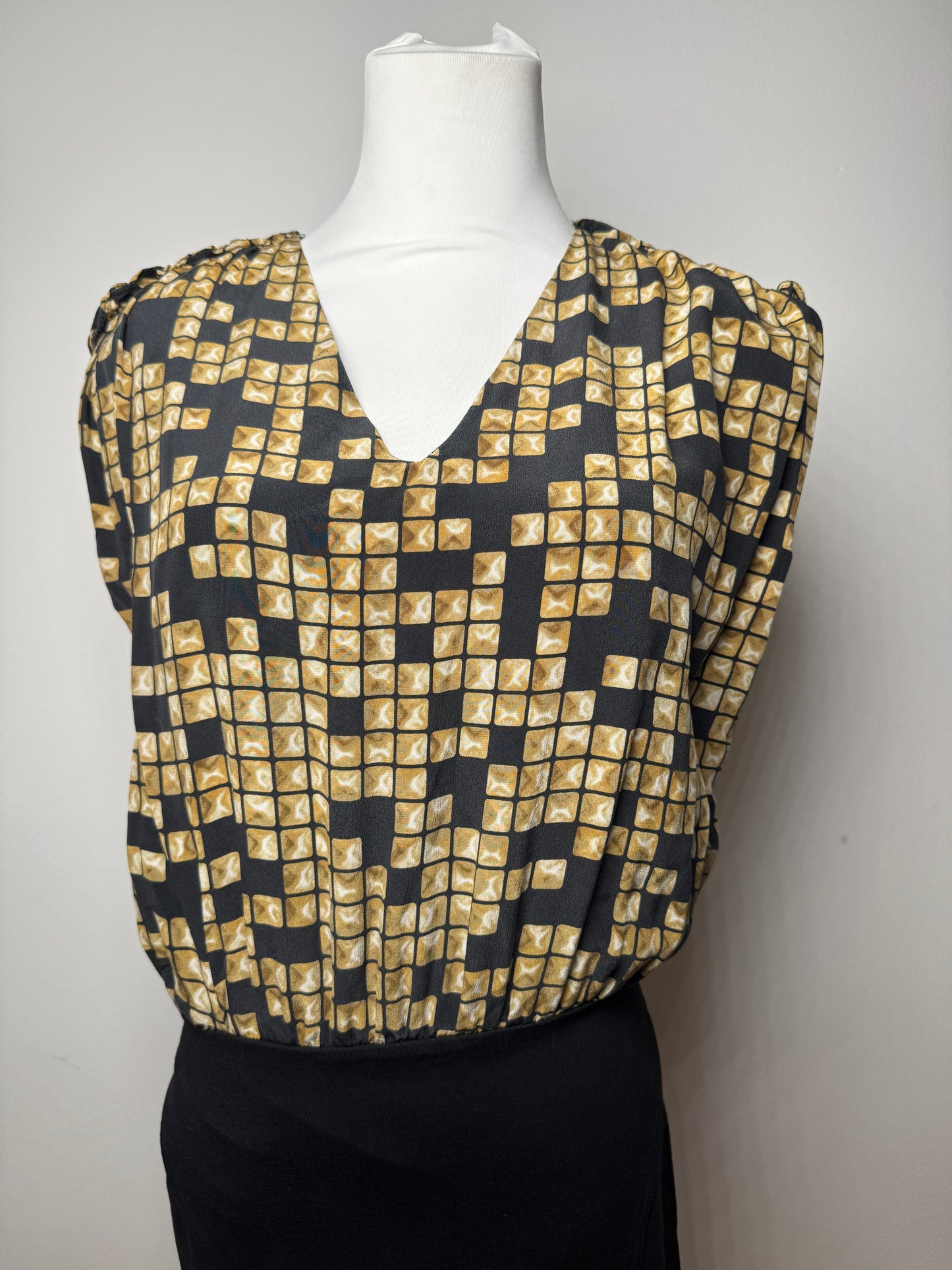 Vintage Alexander Wang Silk Midi Dress Black Gold L
