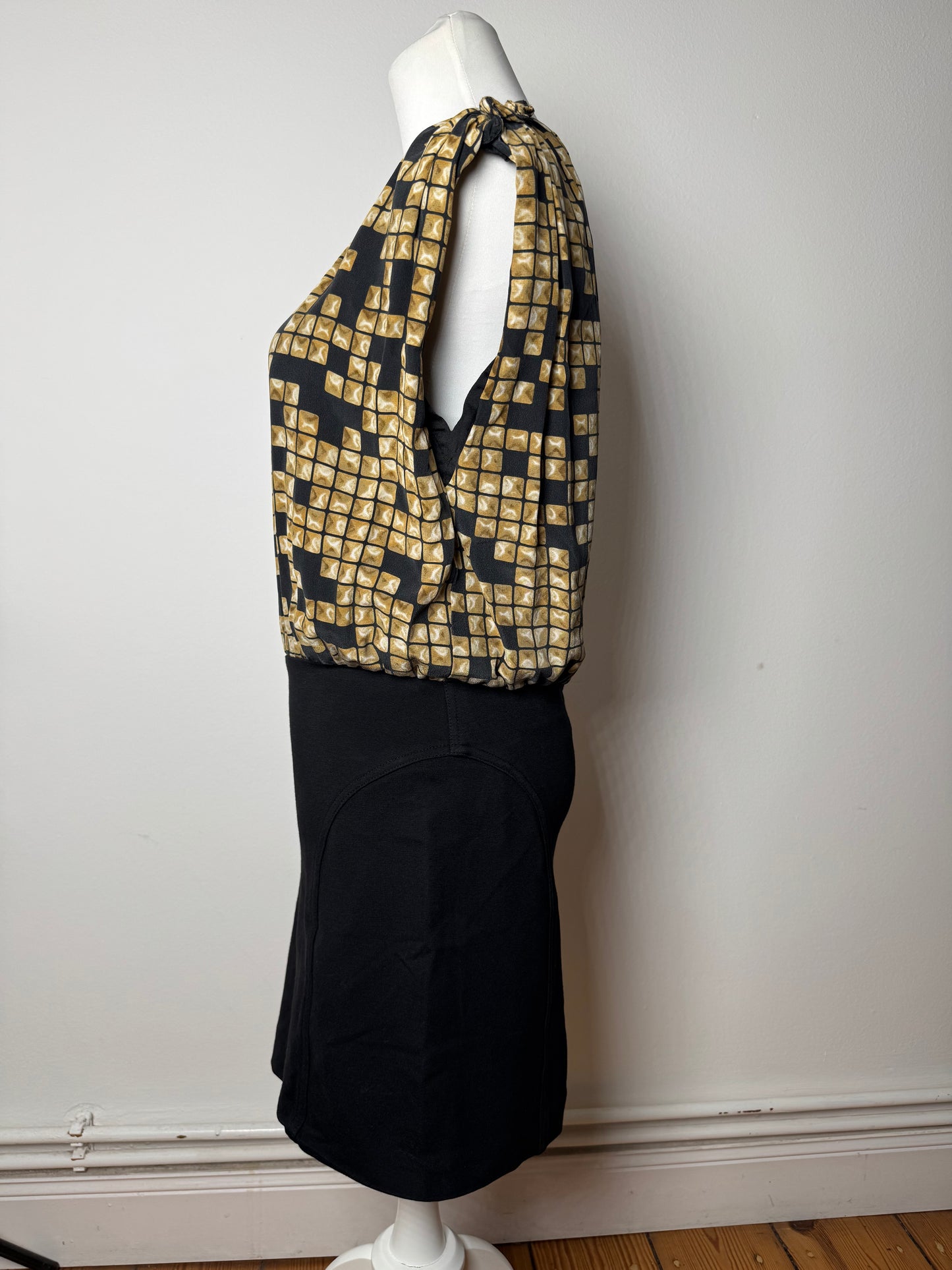 Vintage Alexander Wang Silk Midi Dress Black Gold L