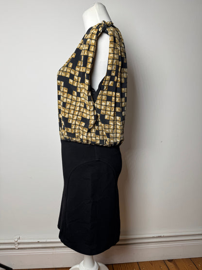 Vintage Alexander Wang Silk Midi Dress Black Gold L