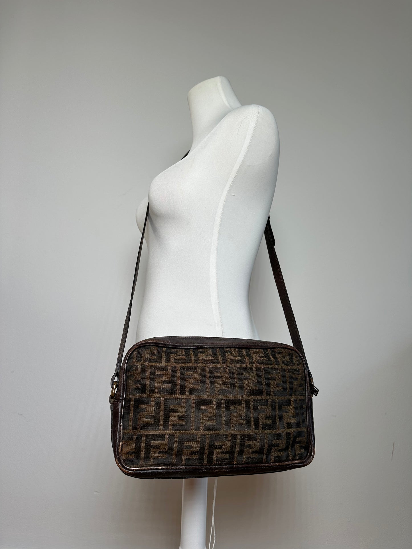 Vintage Fendi Monogram Shoulder Bag Brown