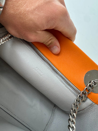 Vintage Jil Sander Orange Leather Chain Shoulder Bag