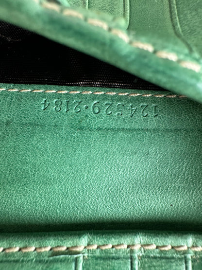 Vintage Gucci Leather Wallet Green Bronze Clasp