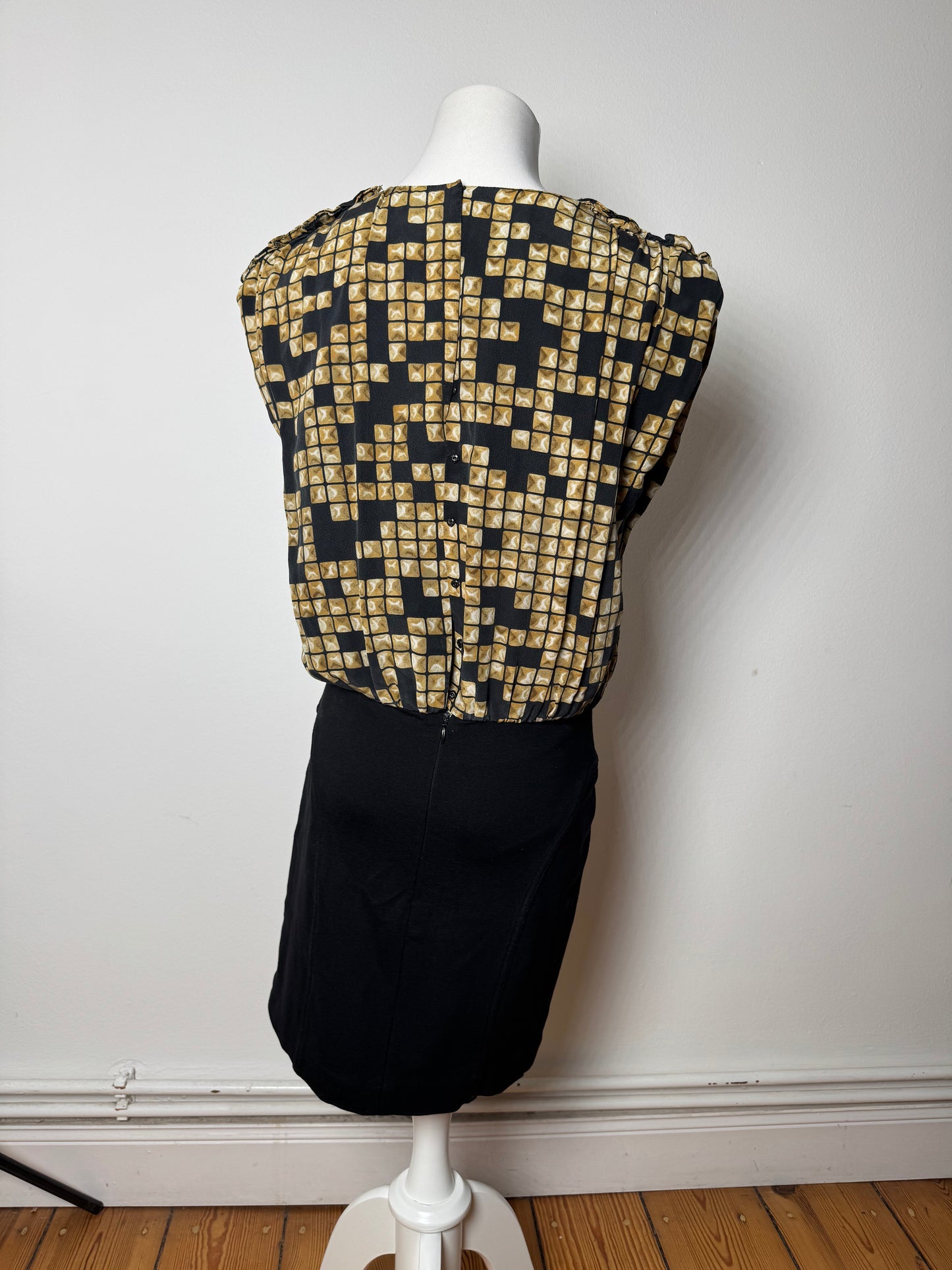 Vintage Alexander Wang Silk Midi Dress Black Gold L