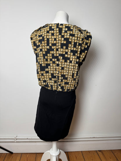 Vintage Alexander Wang Silk Midi Dress Black Gold L