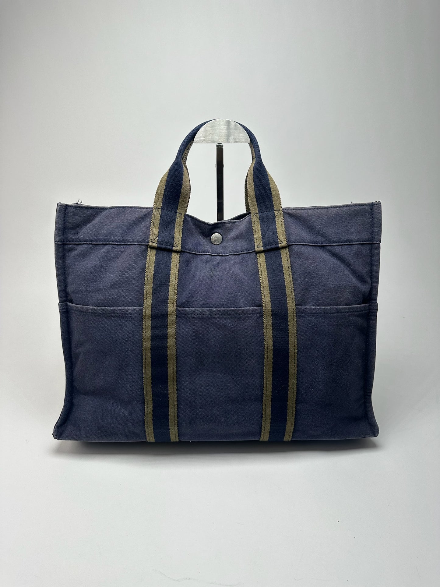 Vintage Hermes canvas Shopper bag navy