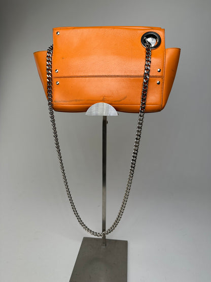 Vintage Jil Sander Orange Leather Chain Shoulder Bag