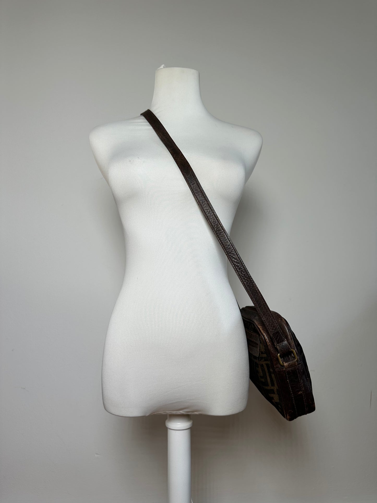 Vintage Fendi Monogram Shoulder Bag Brown