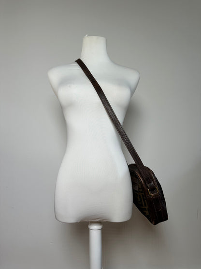 Vintage Fendi Monogram Shoulder Bag Brown