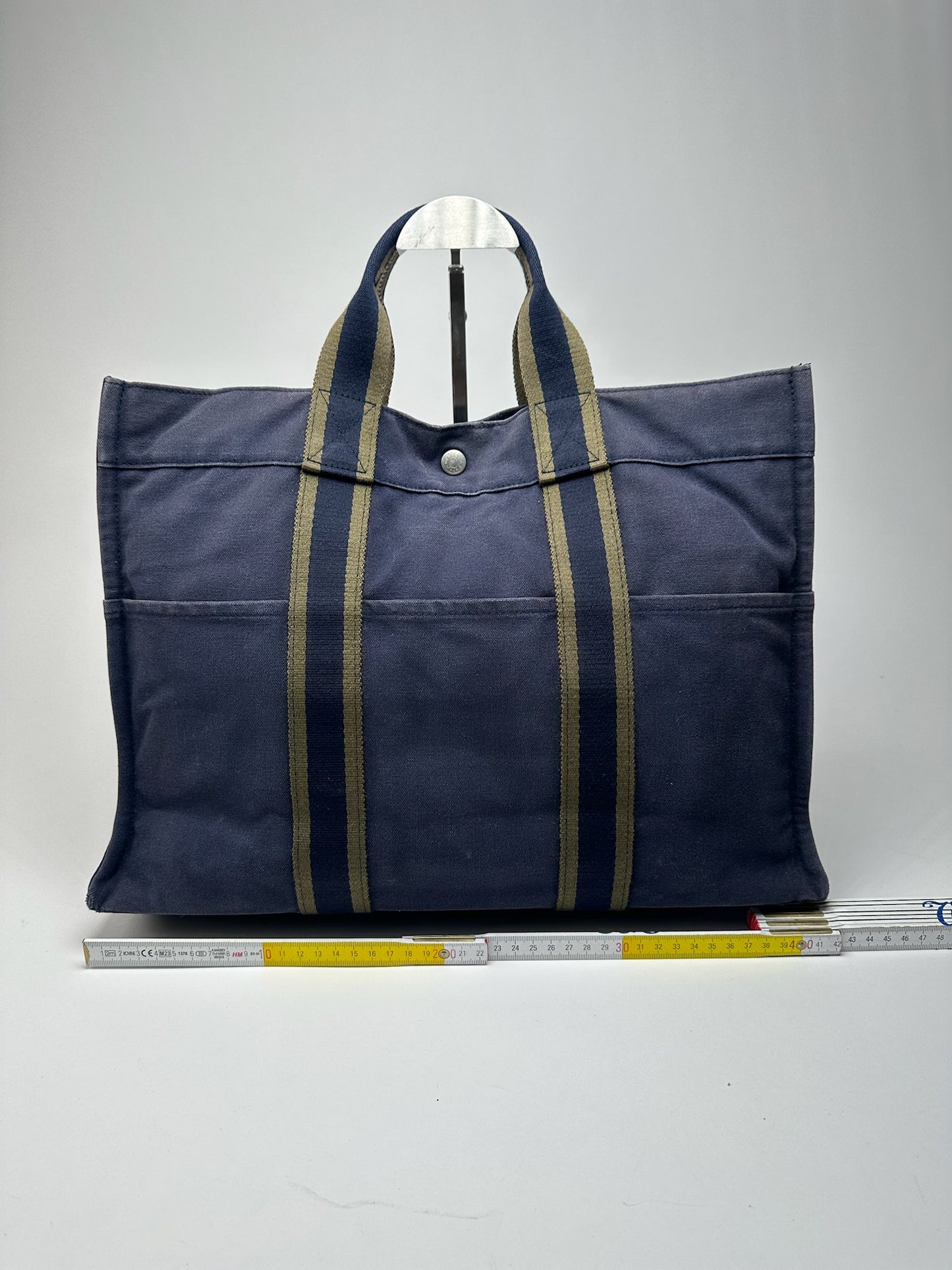 Vintage Hermes canvas Shopper bag navy