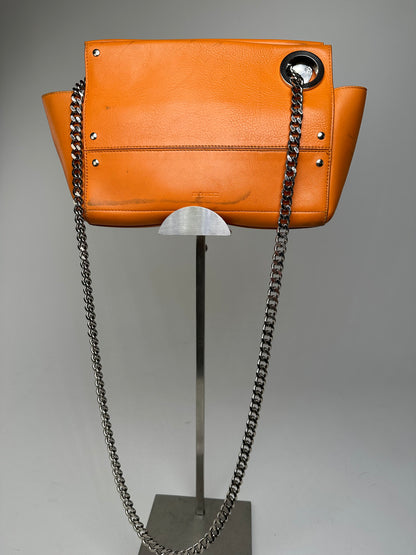 Vintage Jil Sander Orange Leather Chain Shoulder Bag