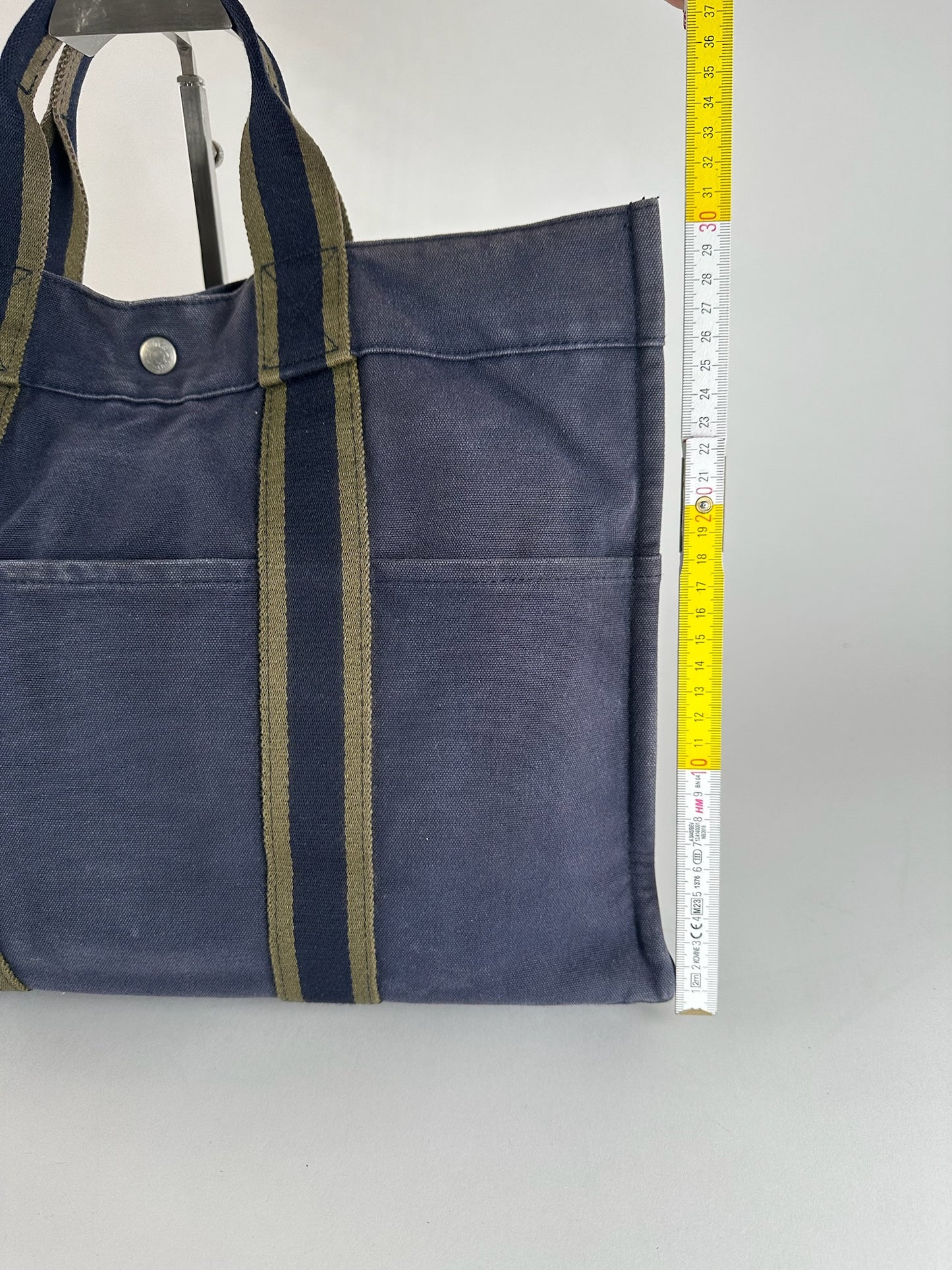 Vintage Hermes canvas Shopper bag navy
