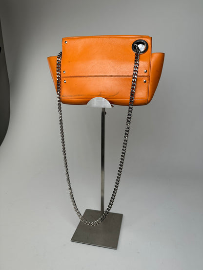 Vintage Jil Sander Orange Leather Chain Shoulder Bag