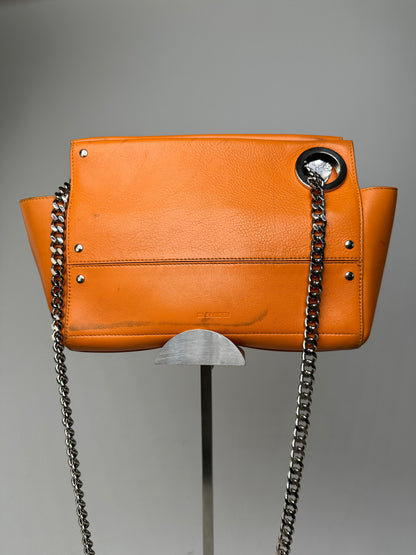 Vintage Jil Sander Orange Leather Chain Shoulder Bag