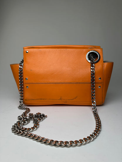 Vintage Jil Sander Orange Leather Chain Shoulder Bag
