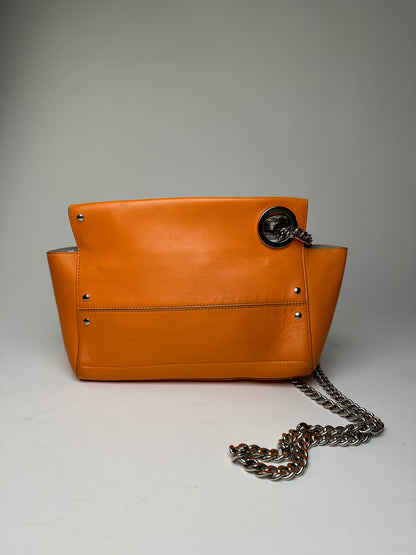 Vintage Jil Sander Orange Leather Chain Shoulder Bag