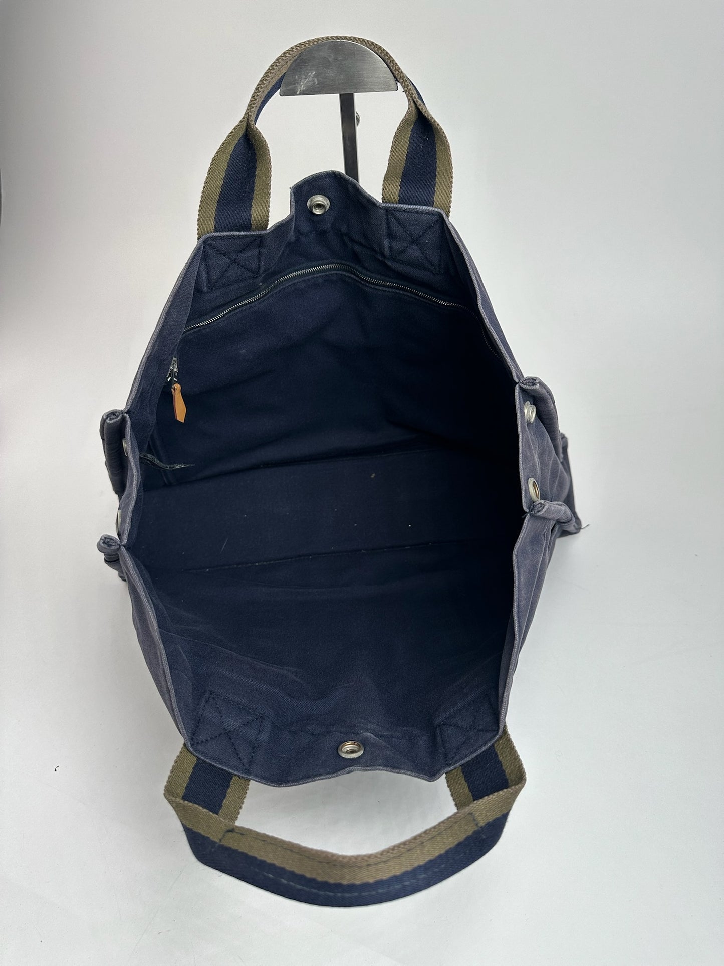 Vintage Hermes canvas Shopper bag navy