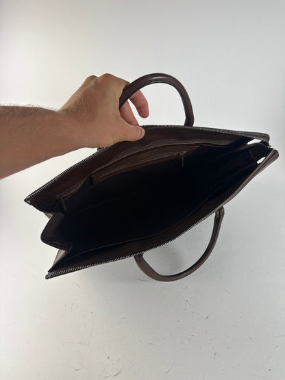 Sac vintage en cuir marron Issey Miyake