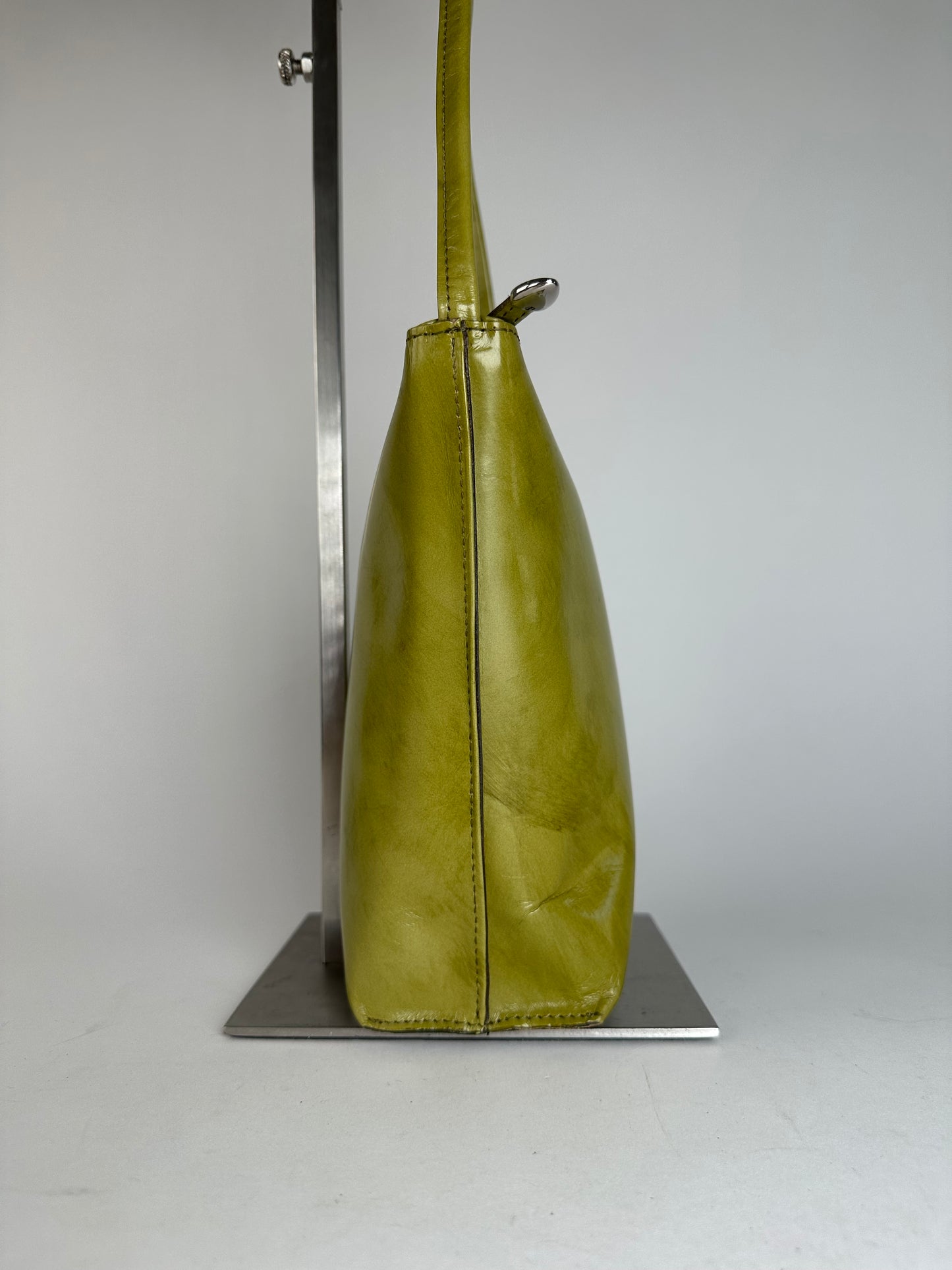 Vintage Issey Miyake Yellow Green Patent Leather Shoulder Bucket Bag
