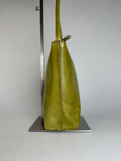 Vintage Issey Miyake Yellow Green Patent Leather Shoulder Bucket Bag