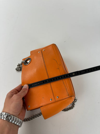 Vintage Jil Sander Orange Leather Chain Shoulder Bag