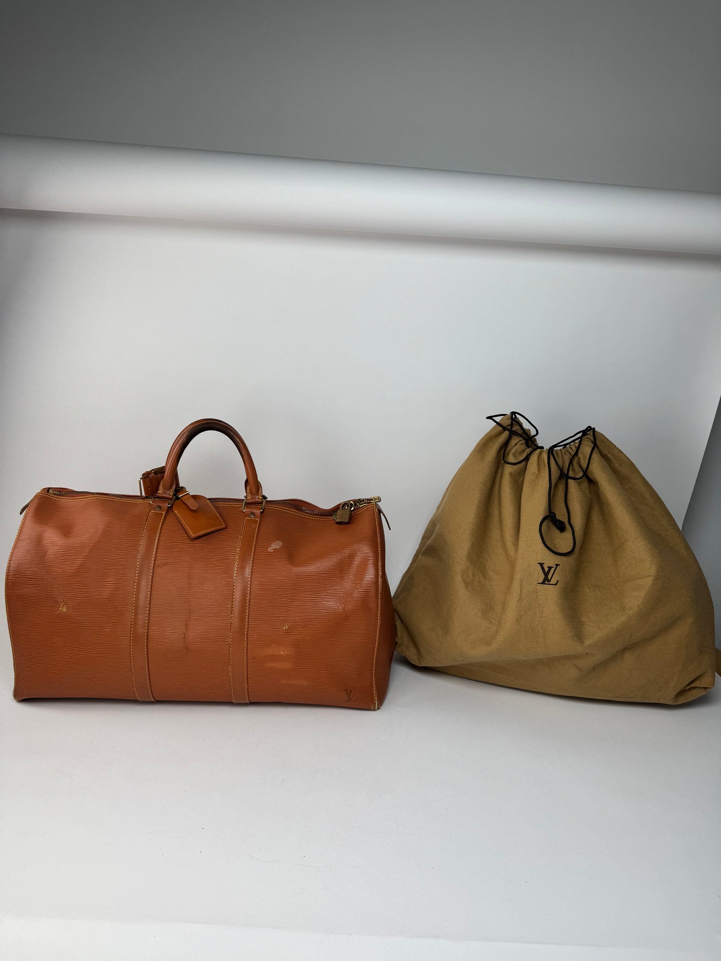 Vintage Louis Vuitton EPI Leather Duffel bag Orange brown