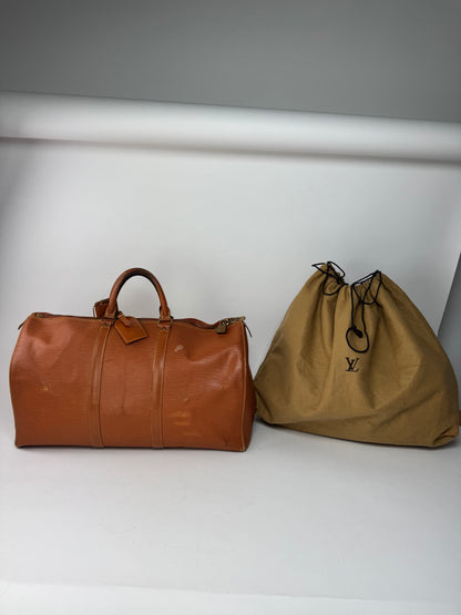 Vintage Louis Vuitton EPI Leather Duffel bag Orange brown
