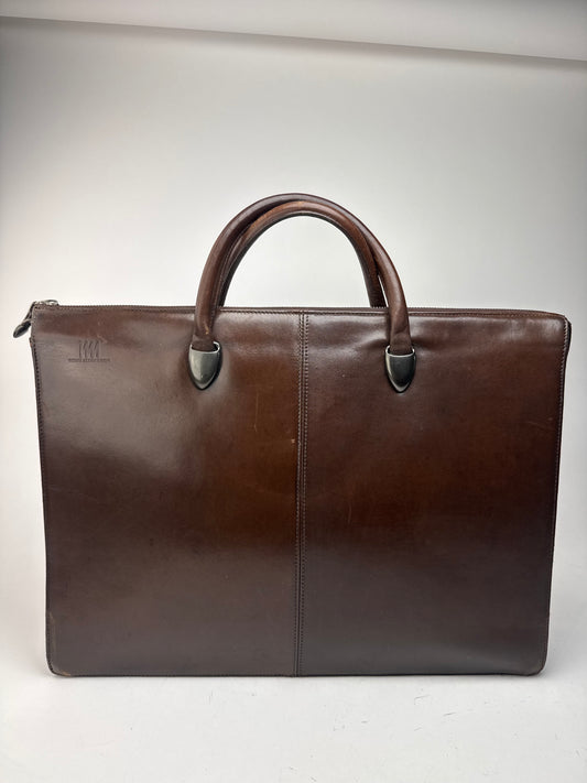 Sac vintage en cuir marron Issey Miyake