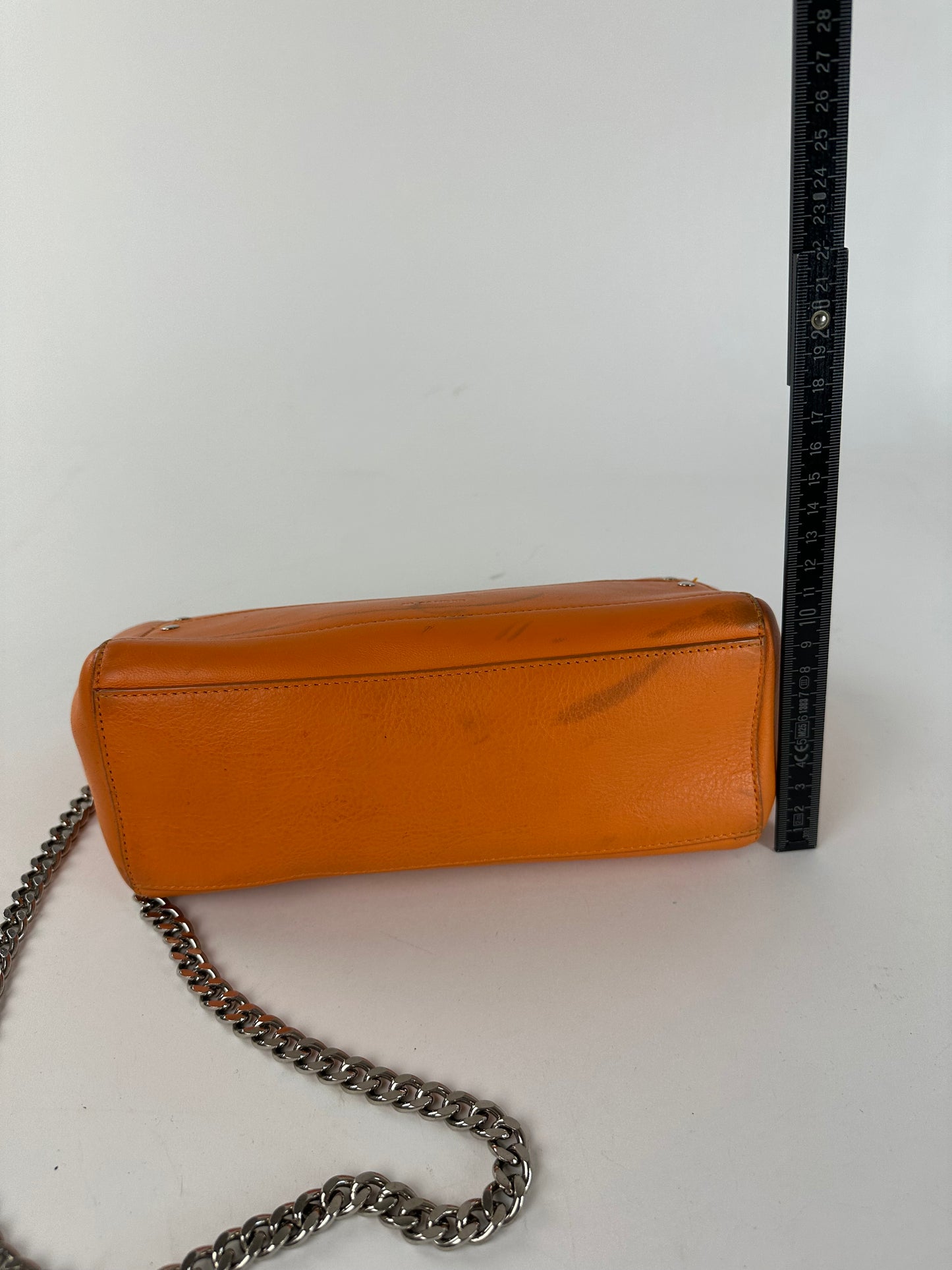 Vintage Jil Sander Orange Leather Chain Shoulder Bag