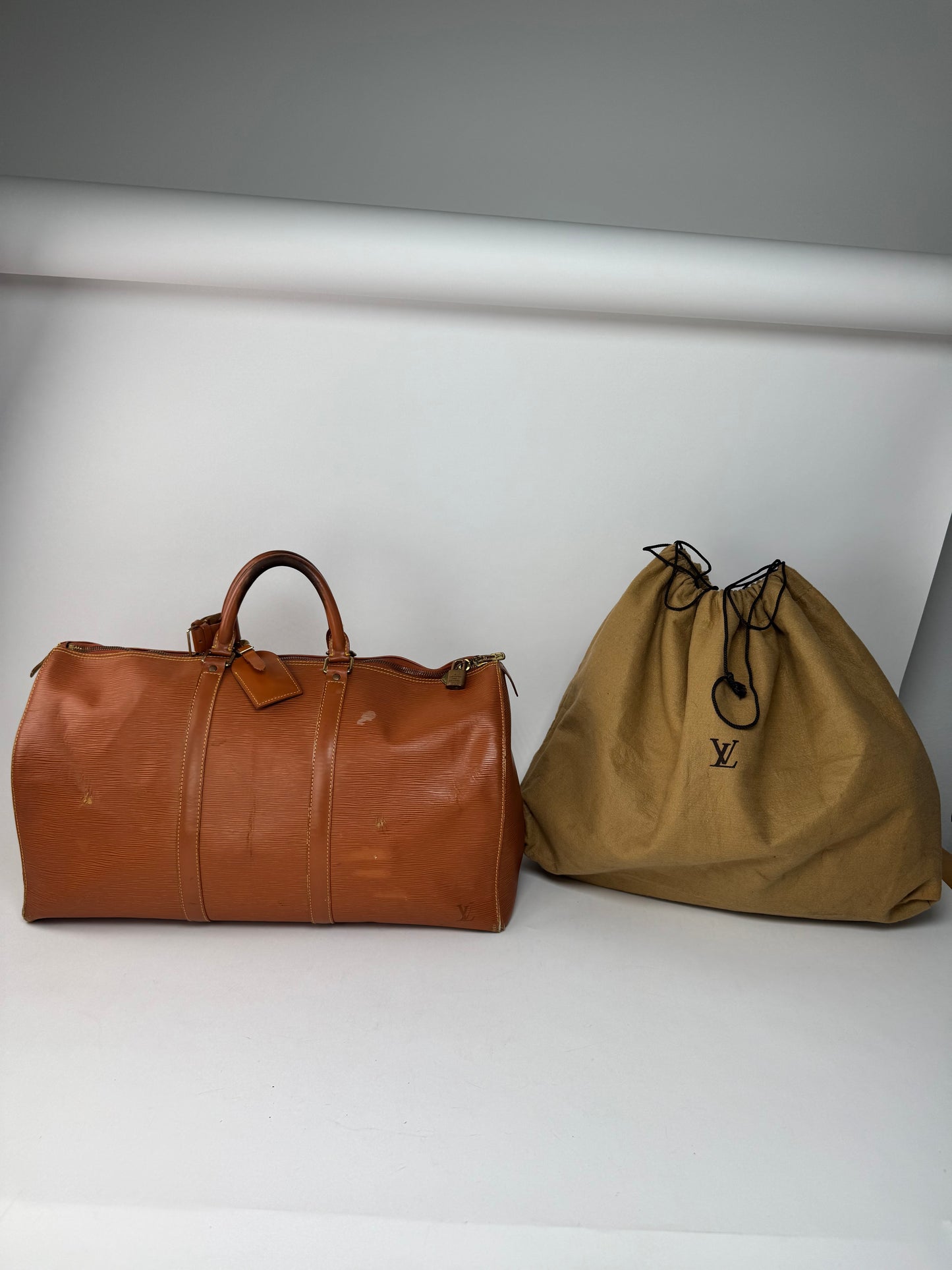 Vintage Louis Vuitton EPI Leather Duffel bag Orange brown