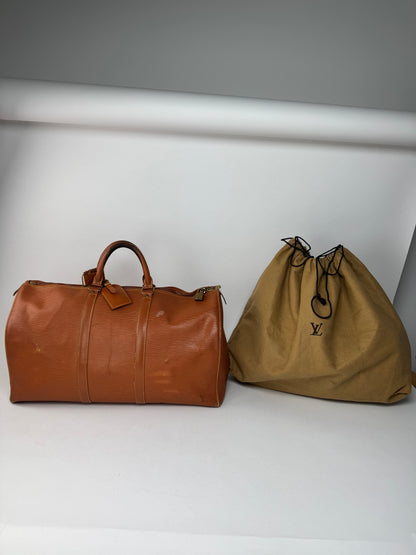 Vintage Louis Vuitton EPI Leather Duffel bag Orange brown