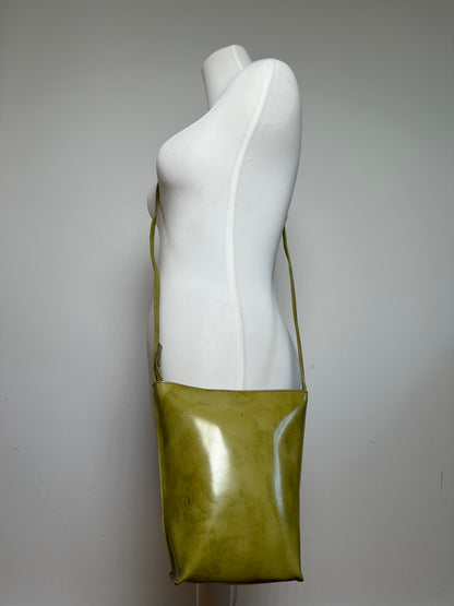 Vintage Issey Miyake Yellow Green Patent Leather Shoulder Bucket Bag